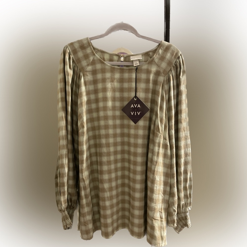 NWT Ava and Viv Flannel Blouse